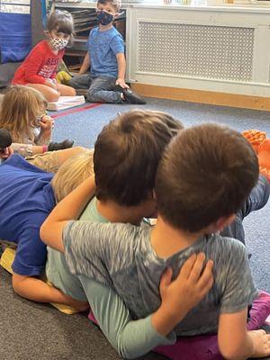 Children at Garden Nursery School begin their first friendships and learn how to participate in a group.