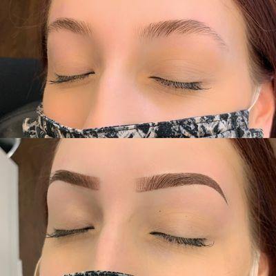 Ombré Powder Brows -  before and after - by Sarah