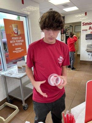 Smoothie king worker.