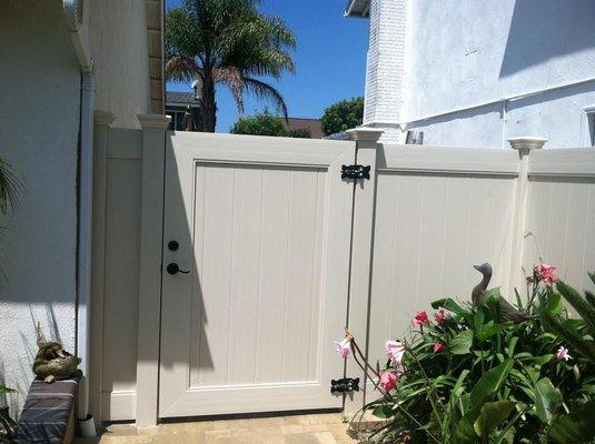 Vinyl gate installation in Fullerton, CA.