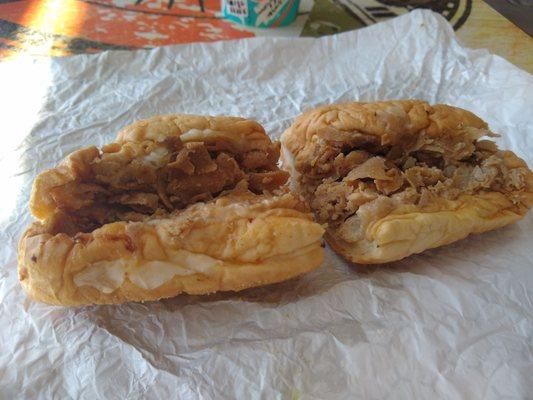 Chicken cheesesteak sandwich.