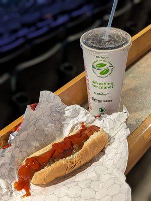 Happy hour. Hot dog and Coke zero. The Diet Coke offering isn't working.