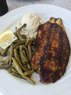 Daily special, grilled fish with veggies