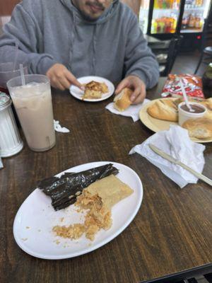 Tamales, Horchata, Jamaica, beans.