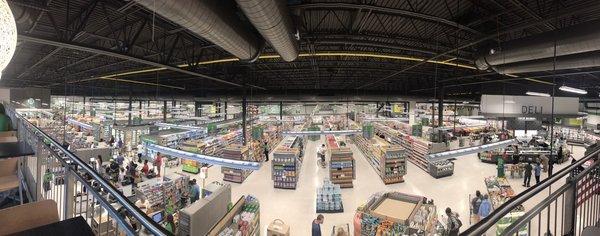 Panorama of entire store from dining area upstairs.