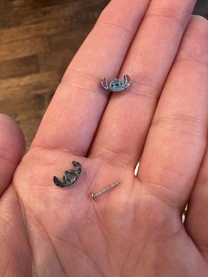 Disney Stitch piercing studs ($55) from Claire's, Premium Outlets South; spce#43 7400 LV Blvd LV NV