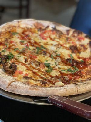 Sweet and spicy pork pizza