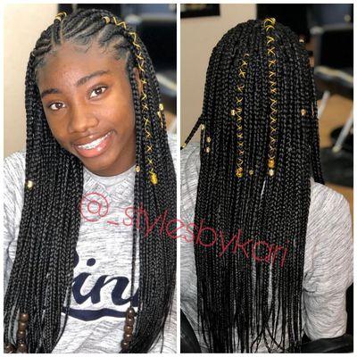 Feed in Braids with box braids