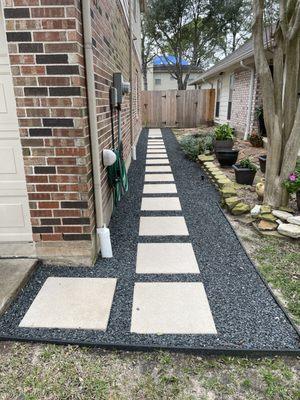 Landscaping above drain lines.