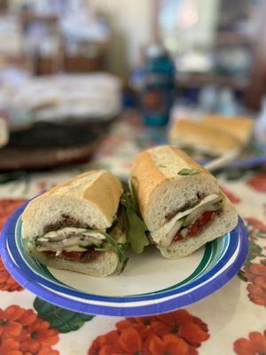 29. Grilled Zucchini, Mozzarella, Arugula and Roasted Peppers Sandwich