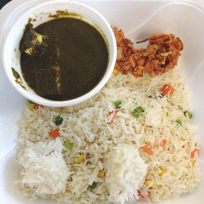 express dinner: saag paneer and veggie rice