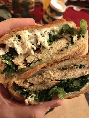 grilled chicken w/ fresh mozzarella and broccoli rabe sandwich