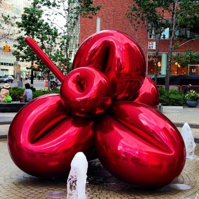 Fountain & Jeff Koons sculpture by Fiterman Hall