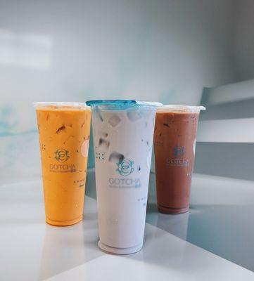 Flavored Milk Tea (left to right) : Thai, Taro, Chocolate