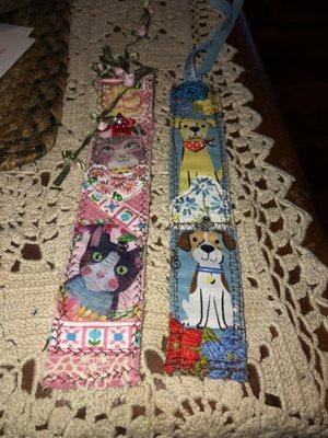 Bookmarks locally made for my dog & cat lover friends