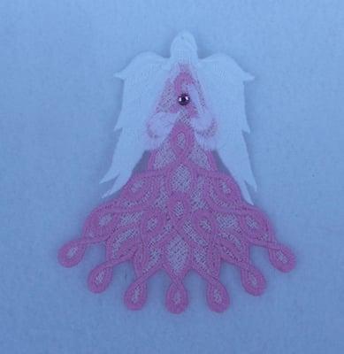 Embroidered lace angels designed by Sonia Showalter - Cancer - custom colors