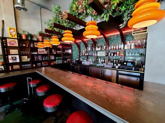 Bar area in the dining room.  It's open for dinner, then turns into a party place.