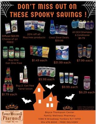 October Spooky Savings flyer!. Come stop by and grab some deals!.