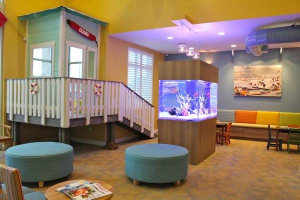 Fun, kid friendly decor with a Nemo, Dora fish tank theme!