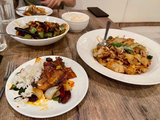 Twice-Cooked Pork Belly and Hong-Kong Beef Chow Fun