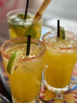 Passion fruit margaritas and mojito