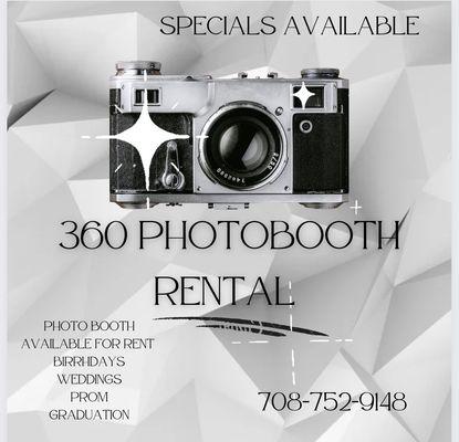 360 Photo Booth rental. Discounts available! Contact us for details!