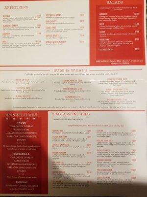 Front of menu