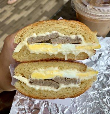 Croissant with turkey sausage, Egg and Cheese