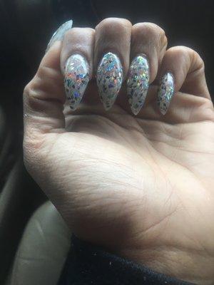 Beautiful gel stiletto nails!