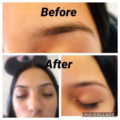 Eyebrow threading before and after picture