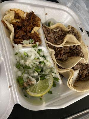 Pork and steak tacos