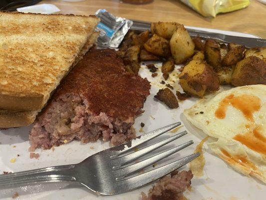 The Founders Special - corned beef hash, eggs, toast and hash browns. Yum!