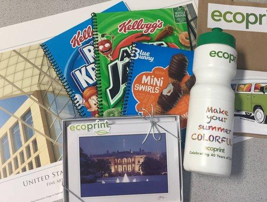 Some of the Ecoprint swag we give away at events!