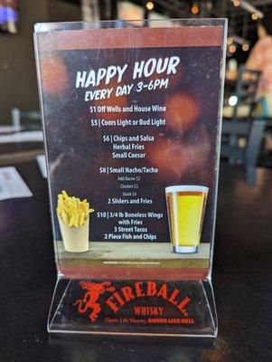 Happy Hour menu.