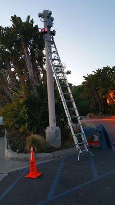 Dana Point, CA. Installing 4K CCTV Security Cameras with Infra-Red illuminators. The parking lot did not have sufficient lighting.