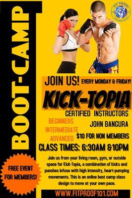 Kick Topia Boot-Camp class flyer