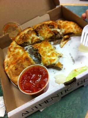 steak and cheese calzone $8.99  forgot to snap before eating it  =(