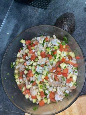 Ceviche de camaron. All ingredients from Coco's!