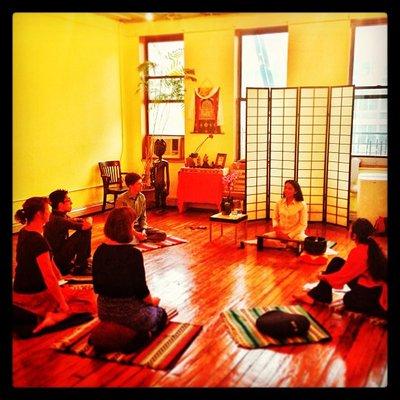 leading a meditation, NYC