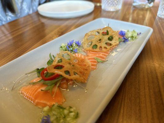 Salmon belly crudo - if you have a defined palate for raw fish, this was very passable. Nothing special