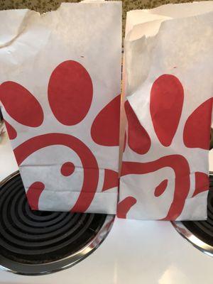 Chick-Fil-A for breakfast: Chicken biscuit and a delicious chocolate chip cookie all for driving through and handing off the Co-op ballot.