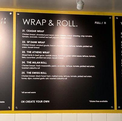 Wrap & Roll Menu