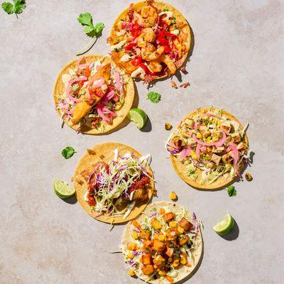 Quesa Shrimp Taco, Seaside Mahi Taco, Grilled Chipotle-Lime Chicken Taco, Rubio's Famous Original Fish Taco, Roasted Sweet Potato Taco