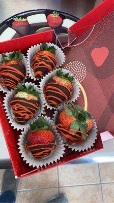 Strawberries for valentines which they are drizzled in tacky orange smh