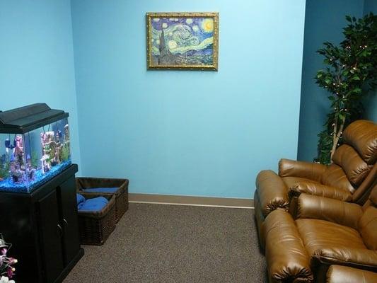 The relaxation room. This helps practice members hold their adjustments longer.