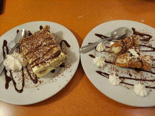 Desert  , cannoli, taramisu