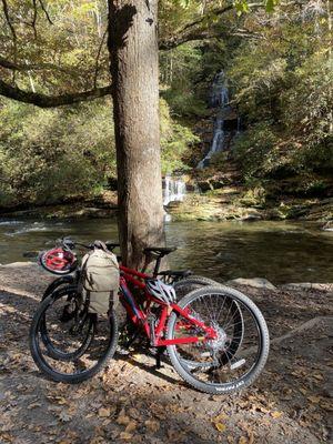 Took a quick break from biking  the Deep Creek Trail to enjoy this sweet little waterfall