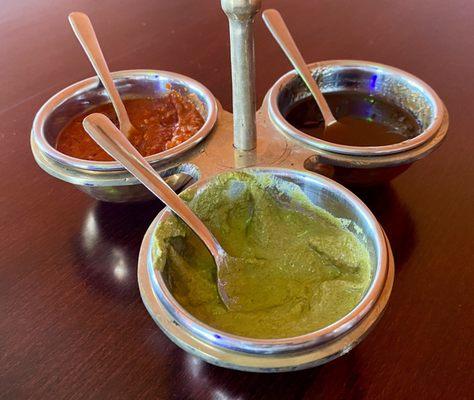 Mint, Tamarind, and Chili Sauces