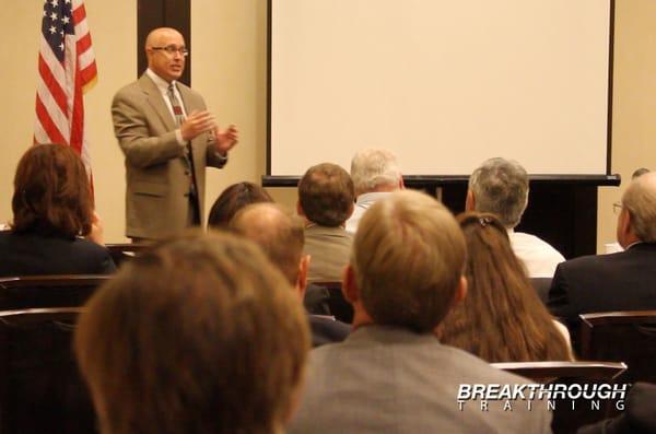 Jeffrey Benjamin delivers a keynote presentation in Reno, Nevada.