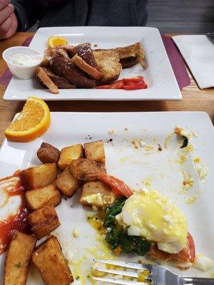 Florentine Benedict and Apple French toast